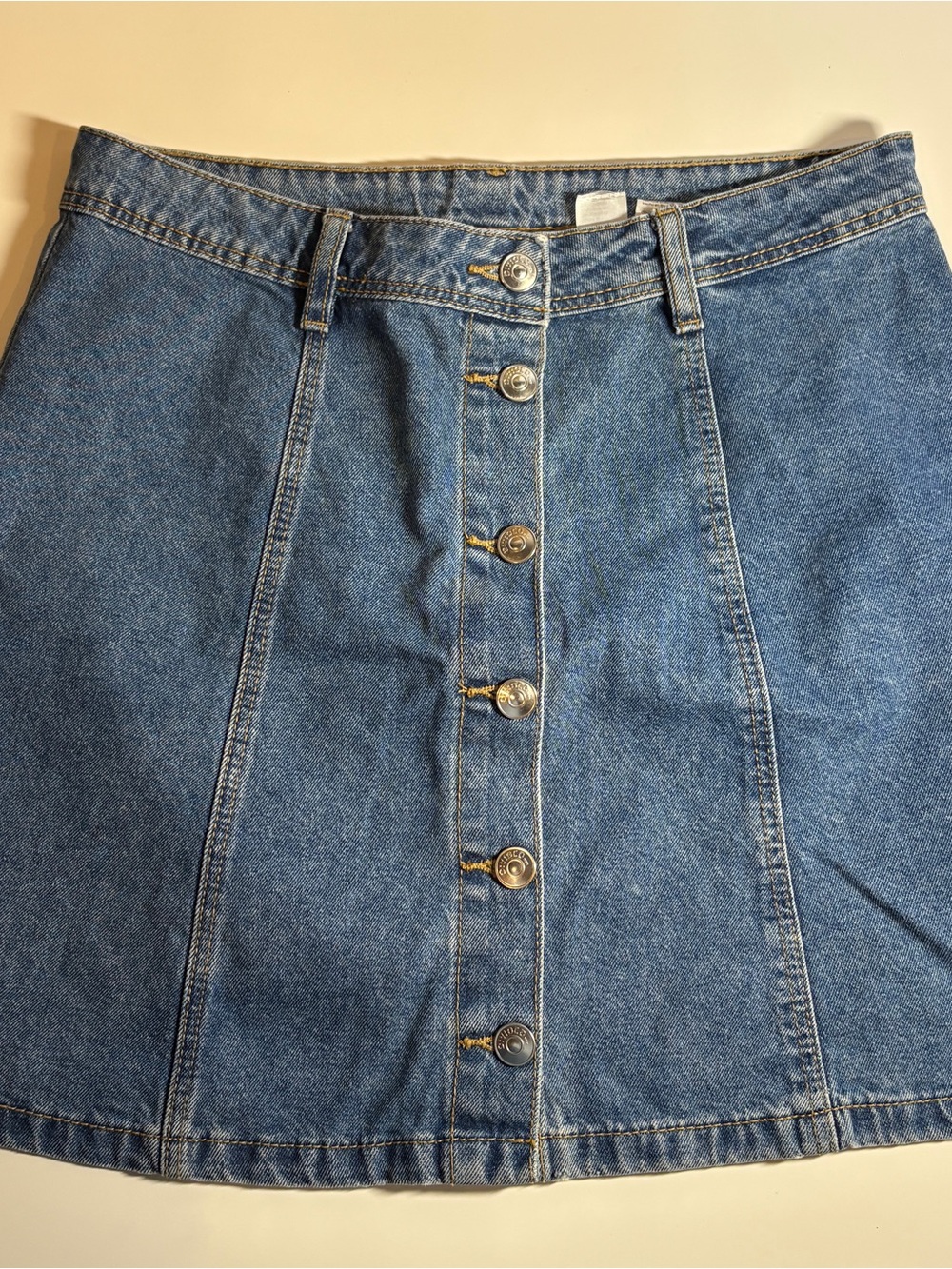 H&M Blue Denim Button-Front Mini Skirt